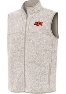 Antigua Oklahoma State Cowboys Mens Oatmeal Fortune Sleeveless Jacket