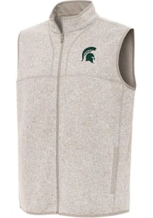 Mens Michigan State Spartans Oatmeal Antigua Fortune Vest