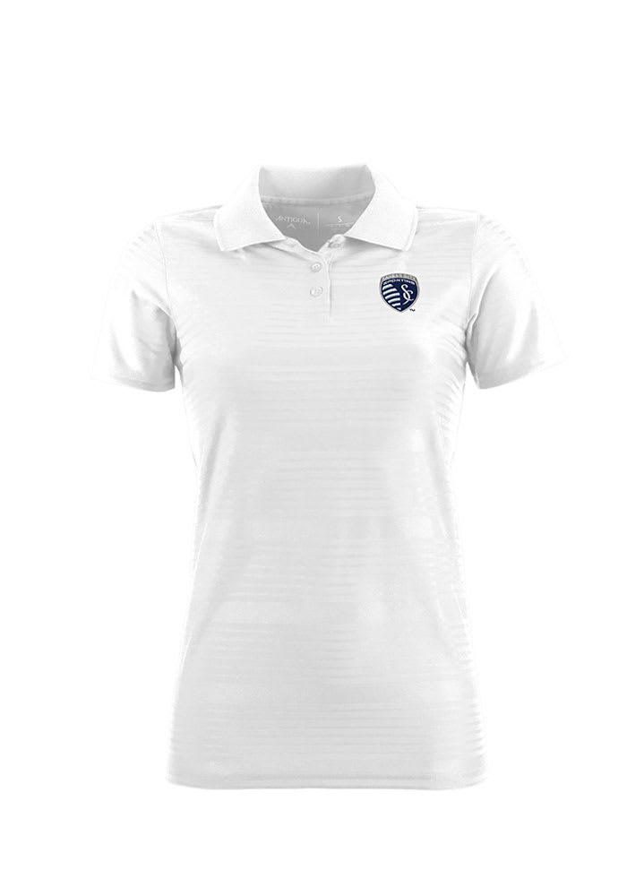 Antigua Sporting Kansas City Womens White Illusion Short Sleeve Polo Shirt