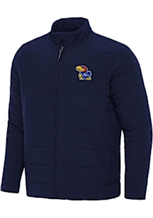 Mens Kansas Jayhawks Antigua Mens Swelter Heavyweight Jacket - Navy Blue
