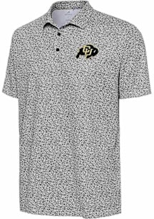 Antigua Colorado Buffaloes Mens Black Field Ditsy Short Sleeve Polo