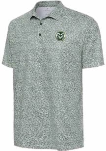 Antigua Colorado State Rams Mens Green Field Ditsy Short Sleeve Polo