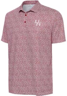 Antigua Houston Cougars Mens Red Field Ditsy Short Sleeve Polo