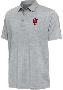Mens Indiana Hoosiers Grey Antigua Hidden Blooming Short Sleeve Polo Shirt