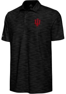Mens Indiana Hoosiers Black Antigua Swell Short Sleeve Polo Shirt