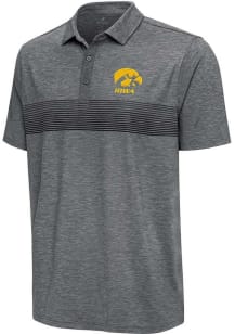 Mens Iowa Hawkeyes Grey Antigua Dashing Short Sleeve Polo Shirt