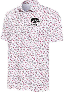 Mens Iowa Hawkeyes White Antigua Independence Short Sleeve Polo Shirt