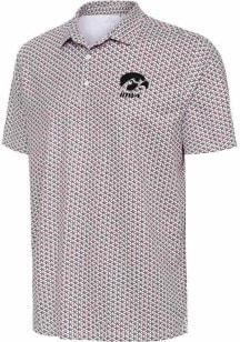 Mens Iowa Hawkeyes White Antigua Star Short Sleeve Polo Shirt