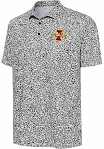 Antigua Iowa State Cyclones Mens Black Field Ditsy Short Sleeve Polo