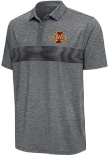 Antigua Iowa State Cyclones Mens Grey Dashing Short Sleeve Polo