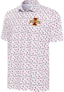 Antigua Iowa State Cyclones Mens White Independence Short Sleeve Polo