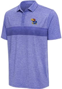 Antigua Kansas Jayhawks Mens Blue Dashing Short Sleeve Polo