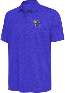 Antigua Kansas Jayhawks Mens Blue Blooming Short Sleeve Polo