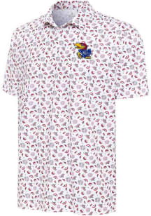 Antigua Kansas Jayhawks Mens White Independence Short Sleeve Polo