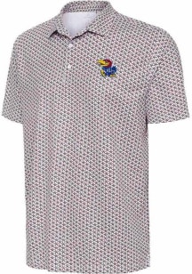 Antigua Kansas Jayhawks Mens White Star Short Sleeve Polo