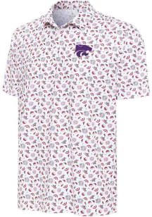 Mens K-State Wildcats White Antigua Independence Short Sleeve Polo Shirt
