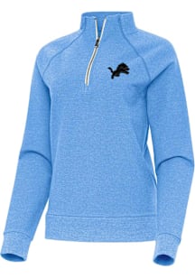 Antigua Detroit Lions Womens Blue Overtime Qtr Zip Pullover