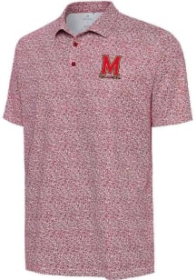 Mens Maryland Terrapins Red Antigua Field Ditsy Short Sleeve Polo Shirt