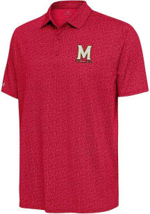 Mens Maryland Terrapins Red Antigua Blooming Short Sleeve Polo Shirt