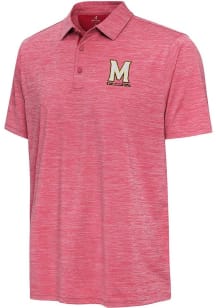 Mens Maryland Terrapins Red Antigua Hidden Blooming Short Sleeve Polo Shirt
