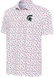 Antigua Michigan State Spartans Mens White Independence Short Sleeve Polo
