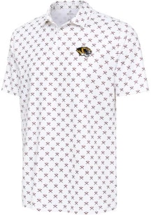 Antigua Missouri Tigers Mens White Baseball Strike Out Short Sleeve Polo