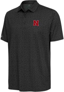 Mens Nebraska Cornhuskers Grey Antigua Blooming Short Sleeve Polo Shirt