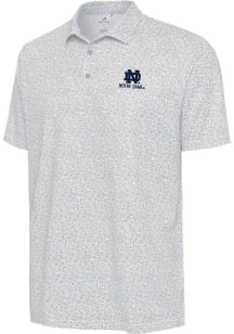 Antigua Notre Dame Fighting Irish Mens Navy Blue Field Ditsy Short Sleeve Polo