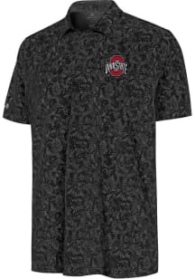 Mens Ohio State Buckeyes Black Antigua Lush Short Sleeve Polo Shirt