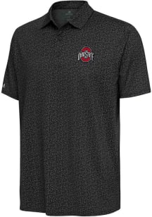 Mens Ohio State Buckeyes Grey Antigua Blooming Short Sleeve Polo Shirt
