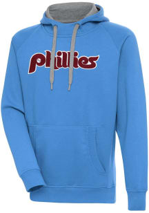 Antigua Philadelphia Phillies Mens Light Blue Victory Pullover Hood Long Sleeve Hoodie