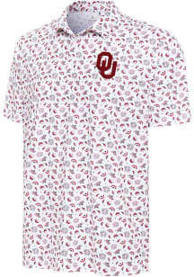 Antigua Oklahoma Sooners Mens White Independence Short Sleeve Polo