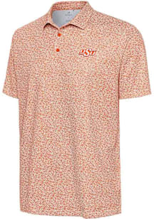 Antigua Oklahoma State Cowboys Mens Orange Field Ditsy Short Sleeve Polo
