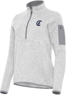 Antigua Chicago Cubs Womens Grey Fortune Qtr Zip