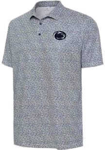 Mens Penn State Nittany Lions Navy Blue Antigua Field Ditsy Short Sleeve Polo Shirt
