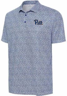 Mens Pitt Panthers Blue Antigua Field Ditsy Short Sleeve Polo Shirt