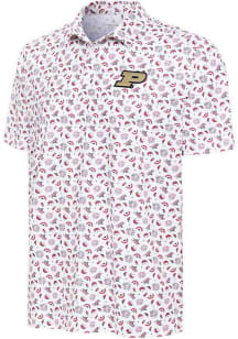 Mens Purdue Boilermakers White Antigua Independence Short Sleeve Polo Shirt