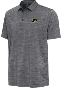 Mens Purdue Boilermakers Grey Antigua Hidden Blooming Short Sleeve Polo Shirt