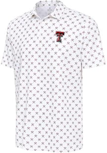 Antigua Texas Tech Red Raiders Mens White Baseball Strike Out Short Sleeve Polo