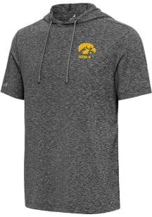 Iowa Hawkeyes Black Antigua Member Short Sleeve Hoods