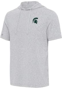Michigan State Spartans Grey Antigua Member Short Sleeve Hoods