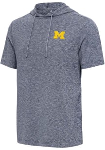 Michigan Wolverines Blue Antigua Member Short Sleeve Hoods