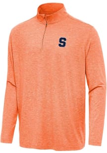 Antigua Syracuse Orange Mens Navy Blue Hunk Long Sleeve Qtr Zip Pullover