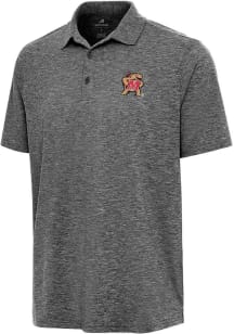 Mens Maryland Terrapins Black Antigua Par 3 Short Sleeve Polo Shirt