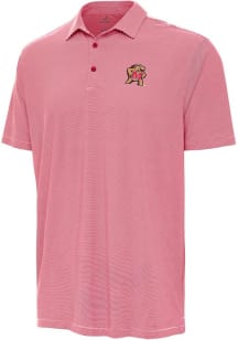 Mens Maryland Terrapins Red Antigua Twine Short Sleeve Polo Shirt