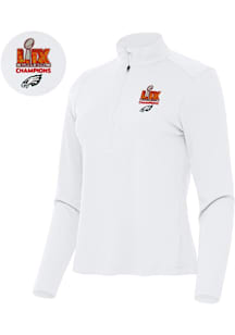 Antigua Philadelphia Eagles Womens White 2024 Super Bowl Champs Tribute Qtr Zip Pullover