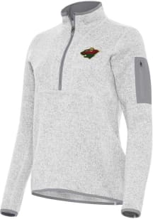 Antigua Minnesota Wild Womens Grey Fortune Qtr Zip