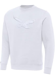 Antigua Philadelphia Eagles Mens White Victory Long Sleeve Crew Sweatshirt