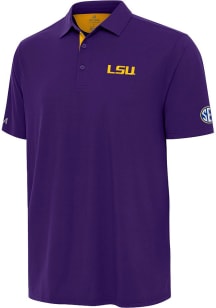 Antigua LSU Tigers Mens Purple Era Design Short Sleeve Polo