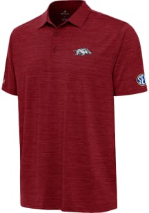 Antigua Arkansas Razorbacks Mens Cardinal Layout Short Sleeve Polo